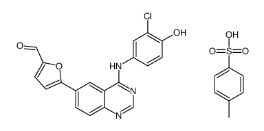 5-(4-(3-chloro-4-hydroxyphenylamino)quinazolin-6-yl)furan-2-carbaldehyde tosylate Structure