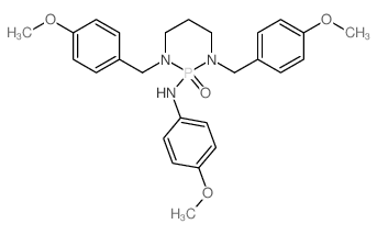 N-(4-methoxyphenyl)-1,3-bis[(4-methoxyphenyl)methyl]-2-oxo-1,3-diaza-2$l^C26H32N3O4P-phosphacyclohexan-2-amine structure