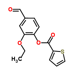 2-ETHOXY-4-FORMYLPHENYL THIOPHENE-2-CARBOXYLATE结构式