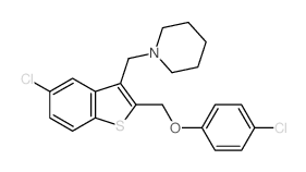 1-[[5-chloro-2-[(4-chlorophenoxy)methyl]benzothiophen-3-yl]methyl]piperidine Structure