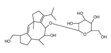 1,2,4,5,6,6aβ,7,8,9,10a-Decahydro-5α-hydroxy-9α-hydroxymethyl-6α,10aα-dimethyl-3-isopropyldicyclopenta[a,d]cycloocten-4β-yl α-D-glucopyranoside structure