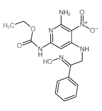 Carbamic acid, [6-amino-4-[[2-(hydroxyimino)-2-phenylethyl]amino]-5-nitro-2-pyridinyl]-,ethyl ester (9CI) picture