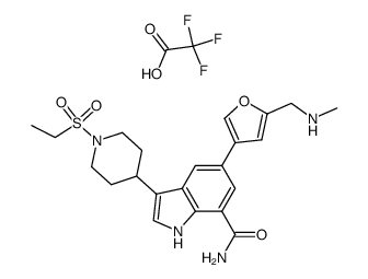 3-[1-(ethylsulfonyl)-4-piperidinyl]-5-{5-[(methylamino)methyl]-3-furanyl}-1H-indole-7-carboxamide trifluoroacetate Structure