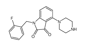 1-[(2-fluorophenyl)methyl]-4-piperazin-1-ylindole-2,3-dione结构式