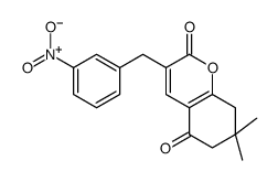 7,7-二甲基-3-(3-硝基苄基)-7,8-二氢-2H-色烯-2,5(6H)-二酮结构式