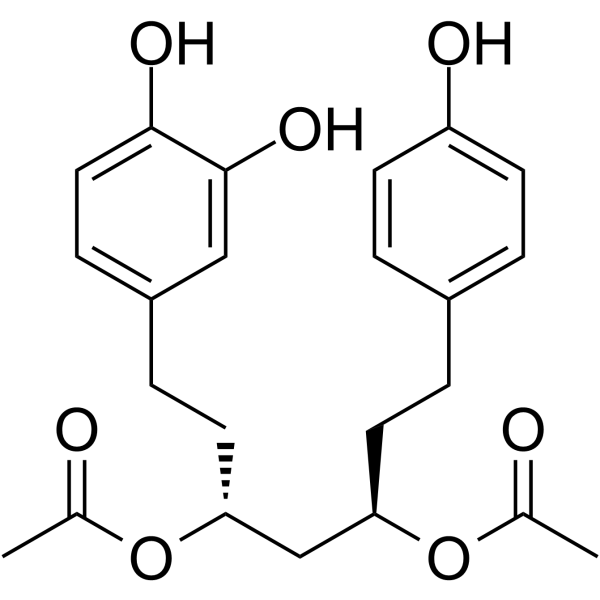 1-(3,4-Dihydroxyphenyl)-7-(4-hydroxyphenyl)heptane-3,5-diyl diacetate结构式