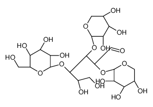 O-alpha-glucopyranosyl-(1-4)-O-alpha-xylopyranosyl-(1-4)-O-alpha-xylopyranosyl-(1-4)-glucopyranose结构式