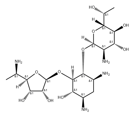 D-Streptamine, O-5-amino-5,6-dideoxy-β-D-allofuranosyl-(1→5)-O-[2-amino-2,7-dideoxy-D-glycero-α-D-gluco-heptopyranosyl-(1→4)]-2-deoxy- picture