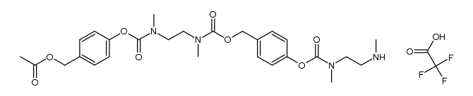 4-((methyl(2-(methyl(((4-((methyl(2-(methylamino)ethyl)carbamoyl)oxy)benzyl)oxy)carbonyl)amino)ethyl)carbamoyl)oxy)benzyl acetate 2,2,2-trifluoroacetate Structure