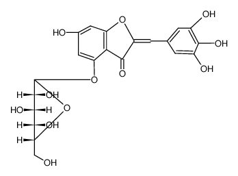 2-[(Z)-(3,4,5-Trihydroxyphenyl)methylene]-4-(β-D-glucopyranosyloxy)-6-hydroxybenzofuran-3(2H)-one结构式