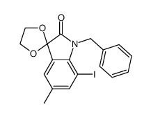 1-benzyl-3,3-ethylenedioxy-7-iodo-5-methylindol-2-one Structure