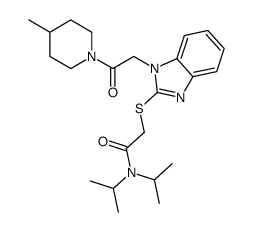 Acetamide, N,N-bis(1-methylethyl)-2-[[1-[2-(4-methyl-1-piperidinyl)-2-oxoethyl]-1H-benzimidazol-2-yl]thio]- (9CI) structure