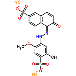 Disodium6-hydroxy-5-(2-methoxy-5-methyl-4-sulfonato-phenyl)diazenyl-naphthalene-2-sulfonate结构式