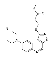 methyl 3-[[5-[[4-[(2-cyanoethyl)ethylamino]phenyl]azo]-1,2,4-thiadiazol-3-yl]thio]propionate structure