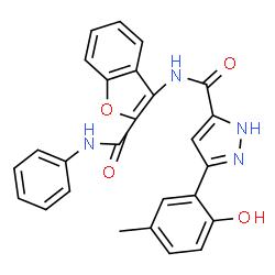 5-(2-hydroxy-5-methylphenyl)-N-[2-(phenylcarbamoyl)-1-benzofuran-3-yl]-1H-pyrazole-3-carboxamide picture