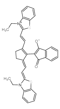 2-[2,5-bis[2-(3-ethyl-1,3-benzothiazol-2-ylidene)ethylidene]cyclopentylidene]indene-1,3-dione结构式