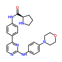 2-Pyrrolidinecarboxamide, N-[4-[2-[[4-(4-morpholinyl)phenyl]amino]-4-pyrimidinyl]phenyl]-, (2R) structure