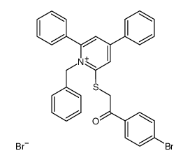 1-benzyl-2-((2-(4-bromophenyl)-2-oxoethyl)thio)-4,6-diphenylpyridin-1-ium bromide Structure