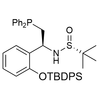 [S(R)]-N-[(1S)-1-[2-((叔丁基二苯硅氧)苯基)]-2-(二苯基膦)乙基]-2-叔丁基亚磺酰胺结构式