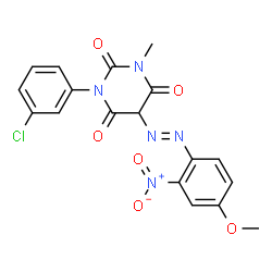 1-(3-chlorophenyl)-5-[(4-methoxy-2-nitrophenyl)azo]-3-methylbarbituric acid picture