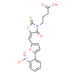 4-{5-[(5-{2-nitrophenyl}-2-furyl)methylene]-4-oxo-2-thioxo-1,3-thiazolidin-3-yl}butanoic acid picture