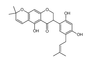 7-[2,4-Dihydroxy-5-(3-methyl-2-butenyl)phenyl]-7,8-dihydro-5-hydroxy-2,2-dimethyl-2H,6H-benzo[1,2-b:5,4-b']dipyran-6-one结构式