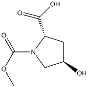 (2S,4R)-4-hydroxy-1-(Methoxycarbonyl)pyrrolidine-2-carboxylic acid结构式