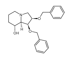 (1S,2R,8R,8aR)-octahydro-8-hydroxy-1,2-bis(phenylmethoxy)indolizine structure