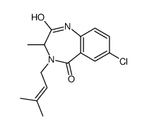 7-chloro-3-methyl-4-(3-methylbut-2-enyl)-1,3-dihydro-1,4-benzodiazepine-2,5-dione结构式