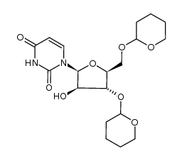 1-((2S,3R,4R,5S)-3-hydroxy-4-((tetrahydro-2H-pyran-2-yl)oxy)-5-(((tetrahydro-2H-pyran-2-yl)oxy)methyl)tetrahydrofuran-2-yl)pyrimidine-2,4(1H,3H)-dione Structure