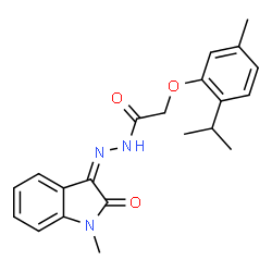 2-(2-isopropyl-5-methylphenoxy)-N'-(1-methyl-2-oxo-1,2-dihydro-3H-indol-3-ylidene)acetohydrazide结构式