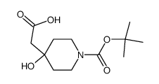 2-(1-(叔丁氧羰基)-4-羟基哌啶-4-基)乙酸结构式