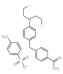 1-[1-[[4-[bis(2-chloroethyl)amino]phenyl]methyl]pyridin-4-yl]ethanone; 4-methylbenzenesulfonic acid structure