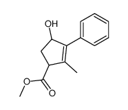 4-Hydroxy-2-methyl-3-phenyl-cyclopent-2-enecarboxylic acid methyl ester结构式