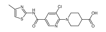 1-(5-(4-methylthiazol-2-ylcarbamoyl)-3-chloropyridin-2-yl)piperidine-4-carboxylic acid Structure