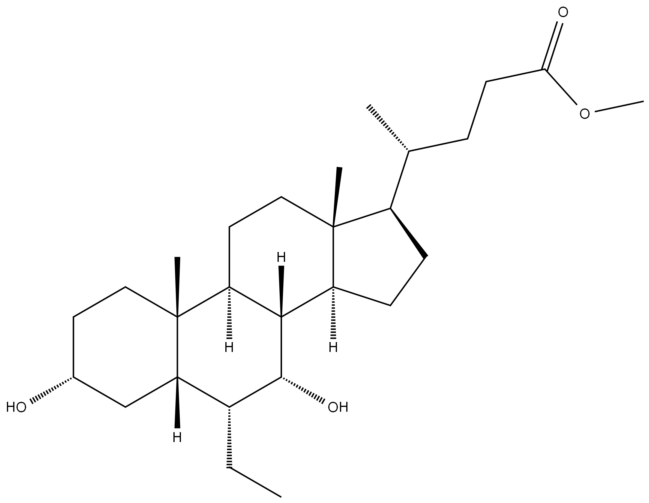 (R)-methyl 4-((3R,5S,6R,7R,10S,13R)-6-ethyl-3,7-dihydroxy-10,13-dimethyl-hexadecahydro-1H-cyclopenta[a]phenanthren-17-yl)pentanoate Structure