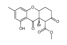 1-hydroxy-8aβ-bromo-3-methyl-8α-methoxycarbonyl-7-oxo-5a,5,6,7,8,8a-hexahydroxanthone结构式