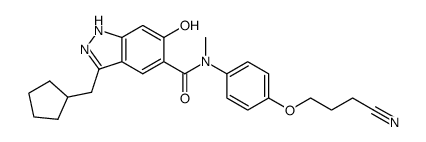 5-{N-[4-(3-cyanopropoxy)phenyl]-N-methylaminocarbonyl}-3-cyclopentylmethyl-6-hydroxy-1H-indazole结构式