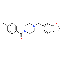 (4-(benzo[d][1,3]dioxol-5-ylmethyl)piperazin-1-yl)(p-tolyl)methanone结构式