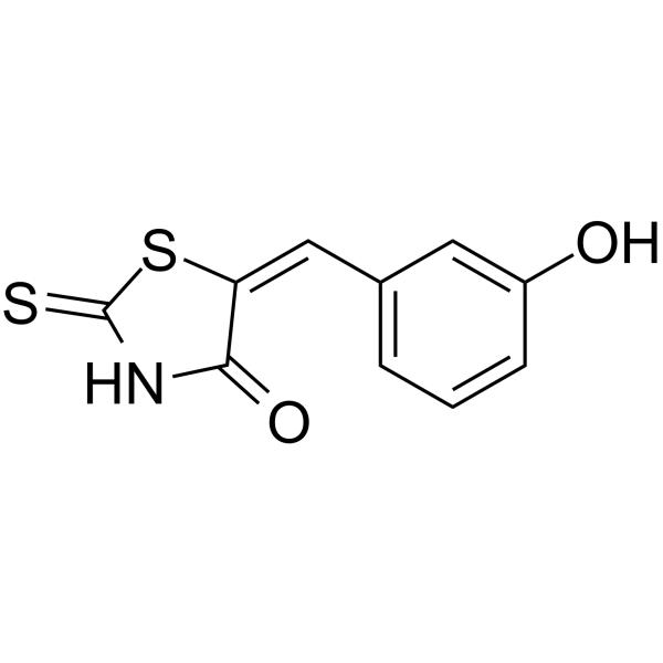 (5E)-5-(3-羟基亚苄基)-2-疏基-1,3-噻唑-4(5H)-酮结构式