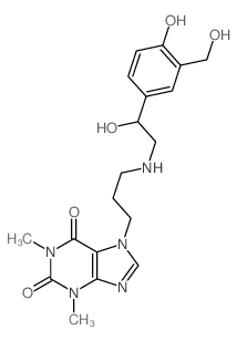 7-[3-[[2-hydroxy-2-[4-hydroxy-3-(hydroxymethyl)phenyl]ethyl]amino]propyl]-1,3-dimethyl-purine-2,6-dione结构式