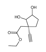 Cyclopentaneacetic acid, 1-ethynyl-2,3-dihydroxy-, ethyl ester, (1S)- (9CI)结构式