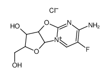 (3aS)-6-amino-7-fluoro-3c-hydroxy-2t-hydroxymethyl-(3ar,9ac)-2,3,3a,9a-tetrahydro-furo[2',3':4,5]oxazolo[3,2-a]pyrimidinylium; chloride结构式