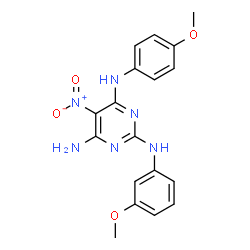 N~2~-(3-methoxyphenyl)-N~4~-(4-methoxyphenyl)-5-nitropyrimidine-2,4,6-triamine结构式