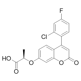 (R)-2-((4-(2-Chloro-4-fluorophenyl)-2-oxo-2H-chromen-7-yl)oxy)propanoic acid structure