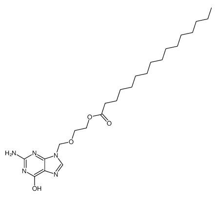 2-amino-9-(2-hexadecanoyloxy-ethoxymethyl)-1,9-dihydro-purin-6-one Structure