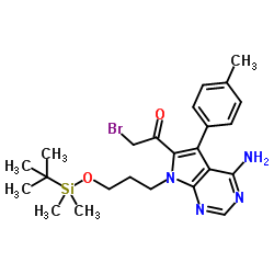 1-[4-Amino-7-(3-{[dimethyl(2-methyl-2-propanyl)silyl]oxy}propyl)-5-(4-methylphenyl)-7H-pyrrolo[2,3-d]pyrimidin-6-yl]-2-bromoethanone Structure