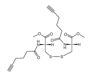 dimethyl 3,3'-disulfanediyl(2R,2'R)-bis(2-(hex-5-ynamido)propanoate) Structure