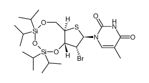 1-[2-bromo-2-deoxy-3,5-O-(1,1,3,3-tetraisopropyldisiloxane-1,3-diyl)-4-thio-β-D-ribofuranosyl]thymine Structure