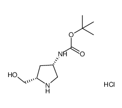 tert-butyl (3S,5S)-5-(hydroxymethyl)pyrrolidin-3-ylcarbamate hydrochloride结构式